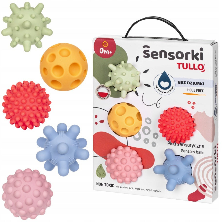 TULLO BALLS SENSORY BALLS WITHOUT HOLES SENSORS 5 PCS. PASTEL Product weight with unit packaging 0.3 kg