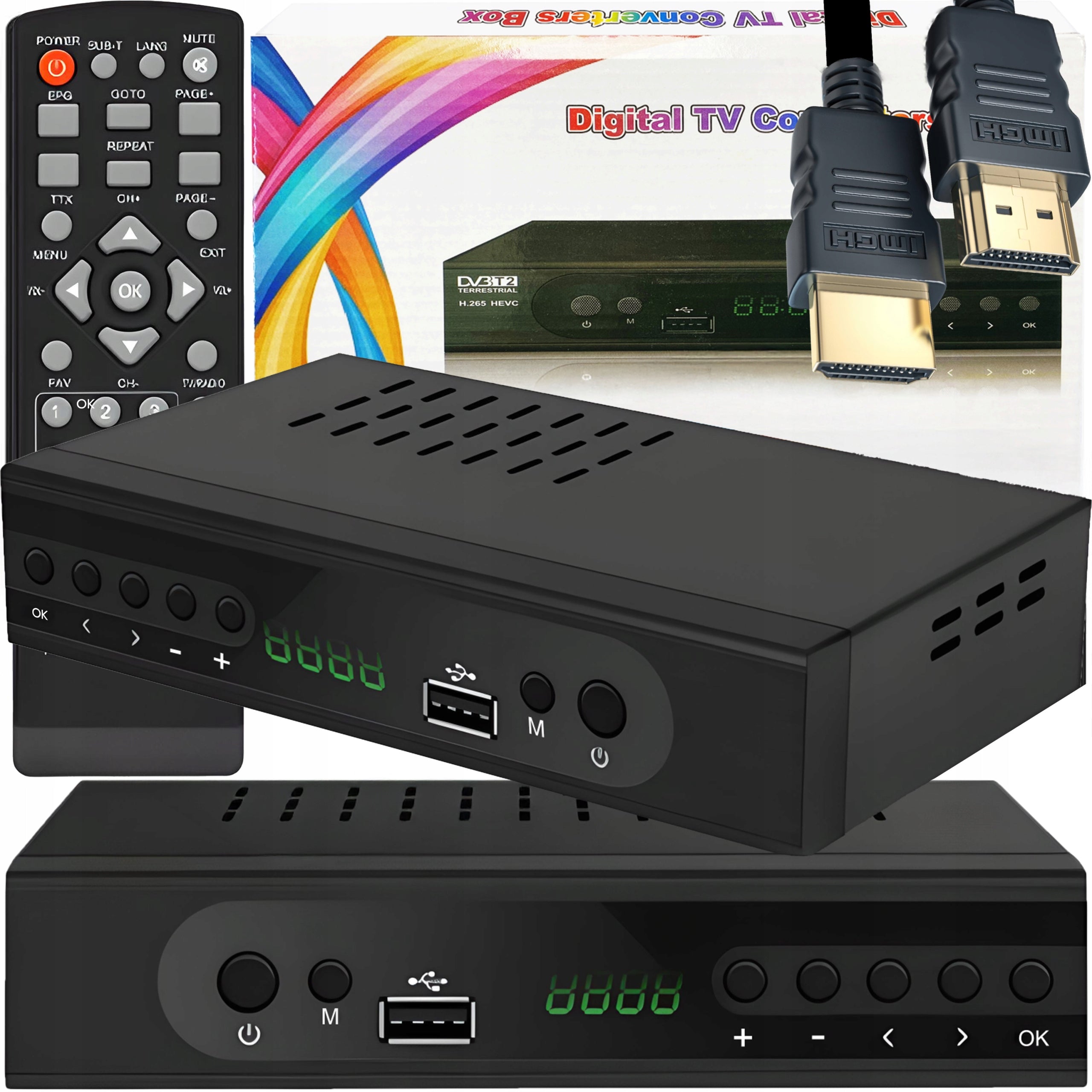TUNER DECODER DVB T2 HEVC H.265 TERRESTRIAL TV 4K ULTRA HD USB REMOTE CONTROL Packaging status original