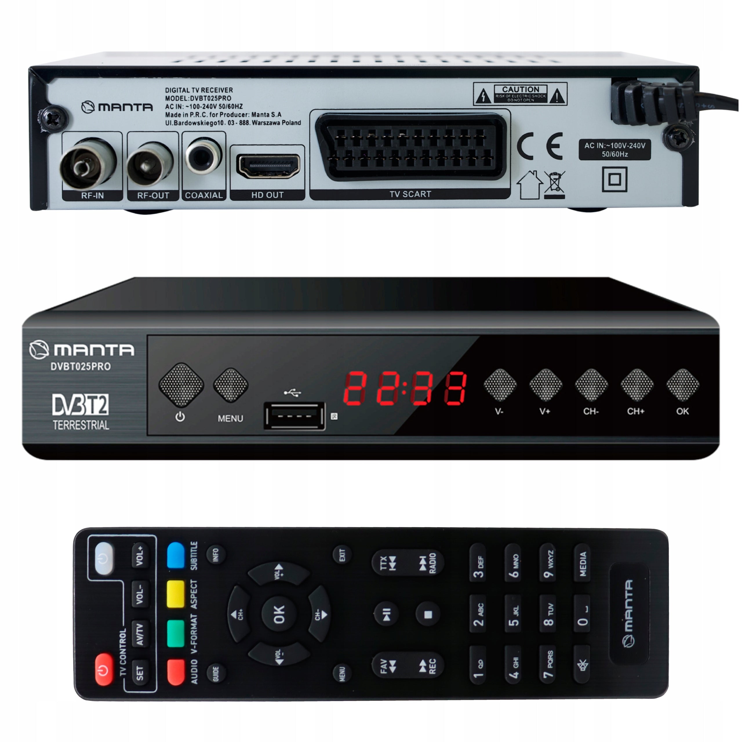 TUNER DECODER DVBT2 DVBT 2 TV TERRESTRIAL HEVC H.265 HDMI PVR EPG FULL HD USB