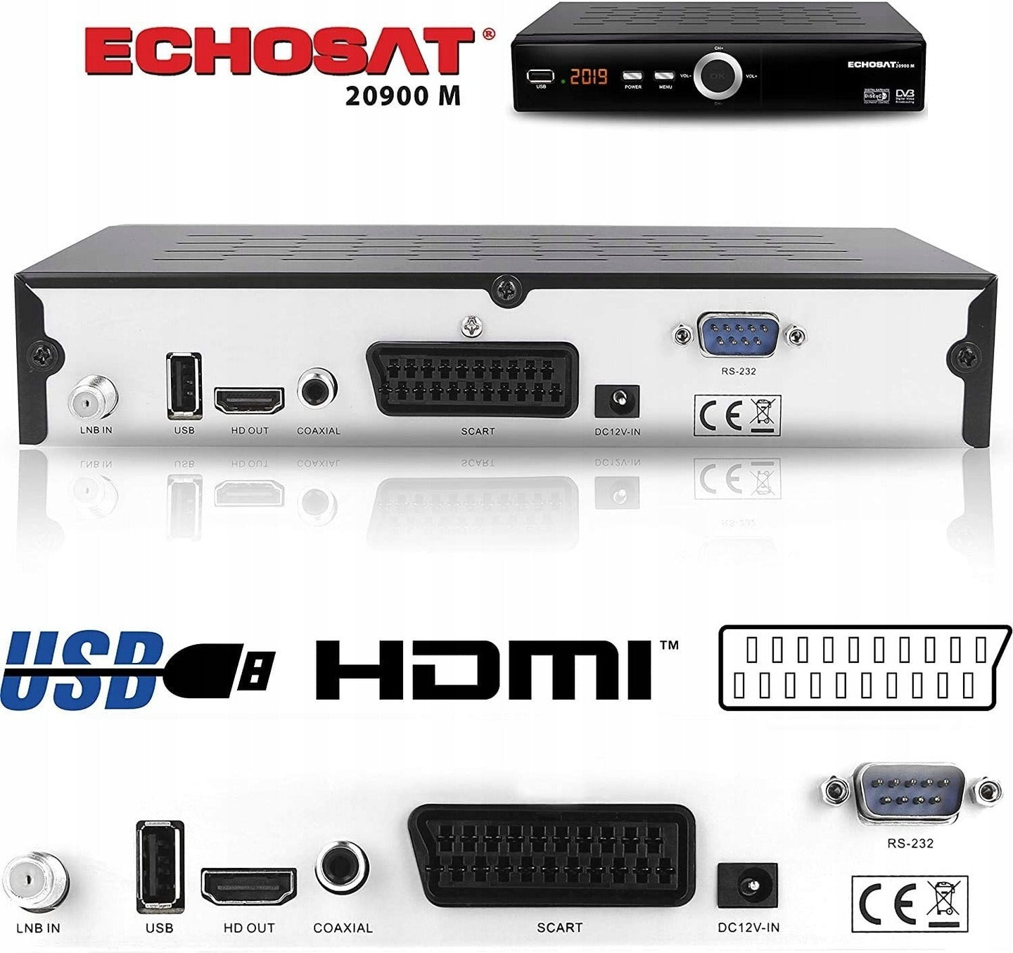 TUNER ECHOSAT 20900M DIGITAL SATELLITE RECEIVER TUNER DVB-S, DVB-S2 Color black