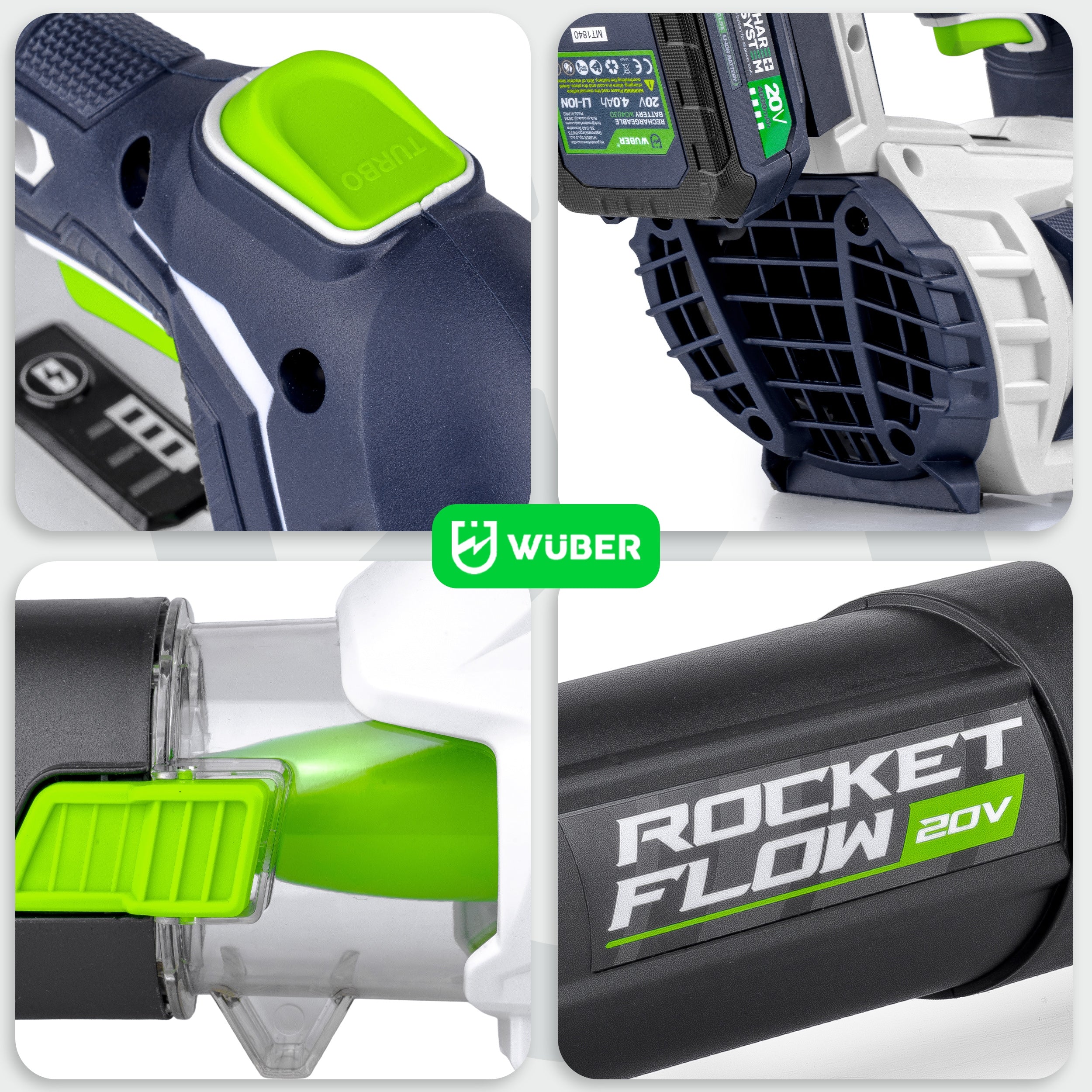 TURBO BATTERY BLOWER 20V 160 KM/H 10 M³/MIN SHARE + SYSTEM + AKU Output 10 m3/min