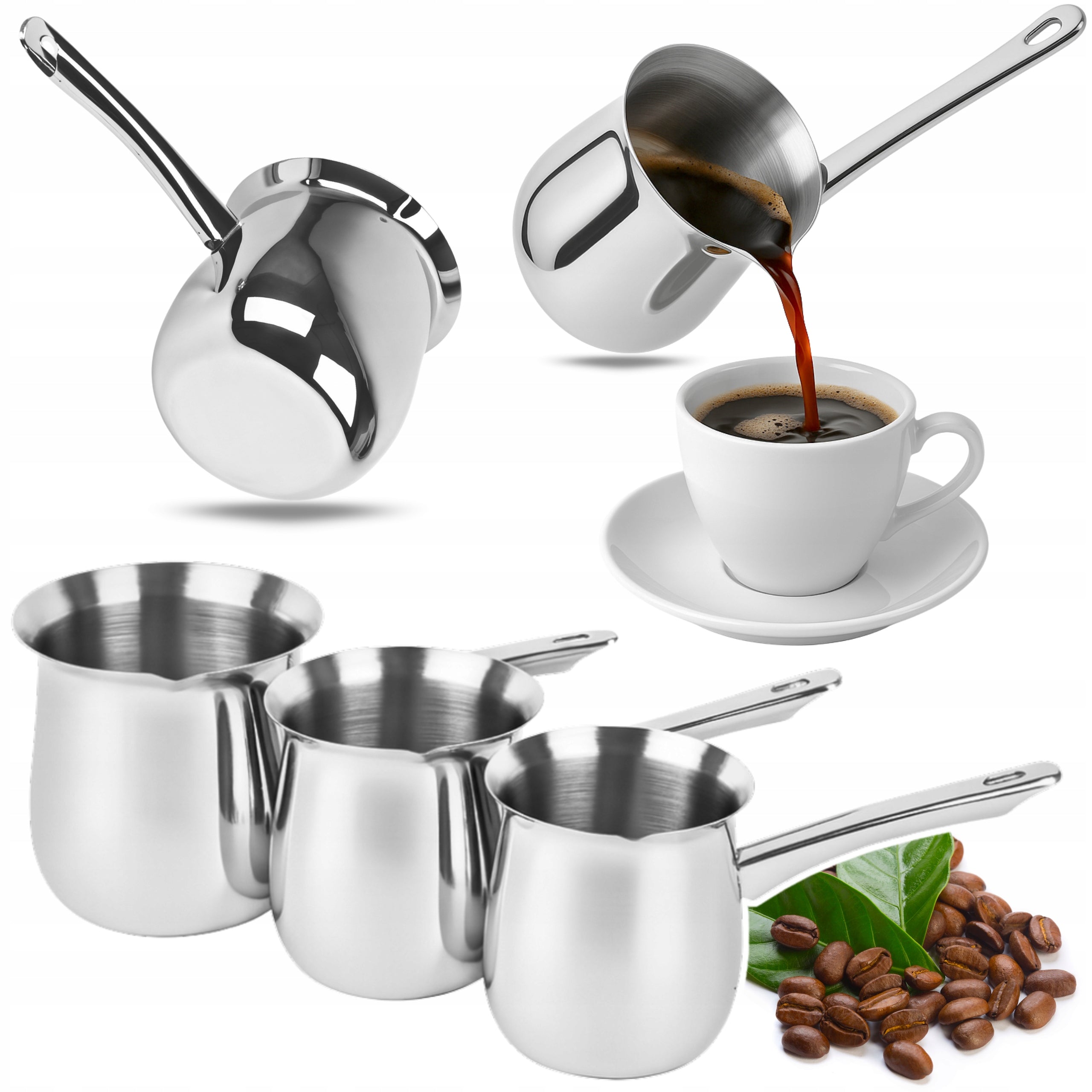 TURKISH COFFEE CRUCIBLES 600/800/1000 ml MILK FROTHING POT