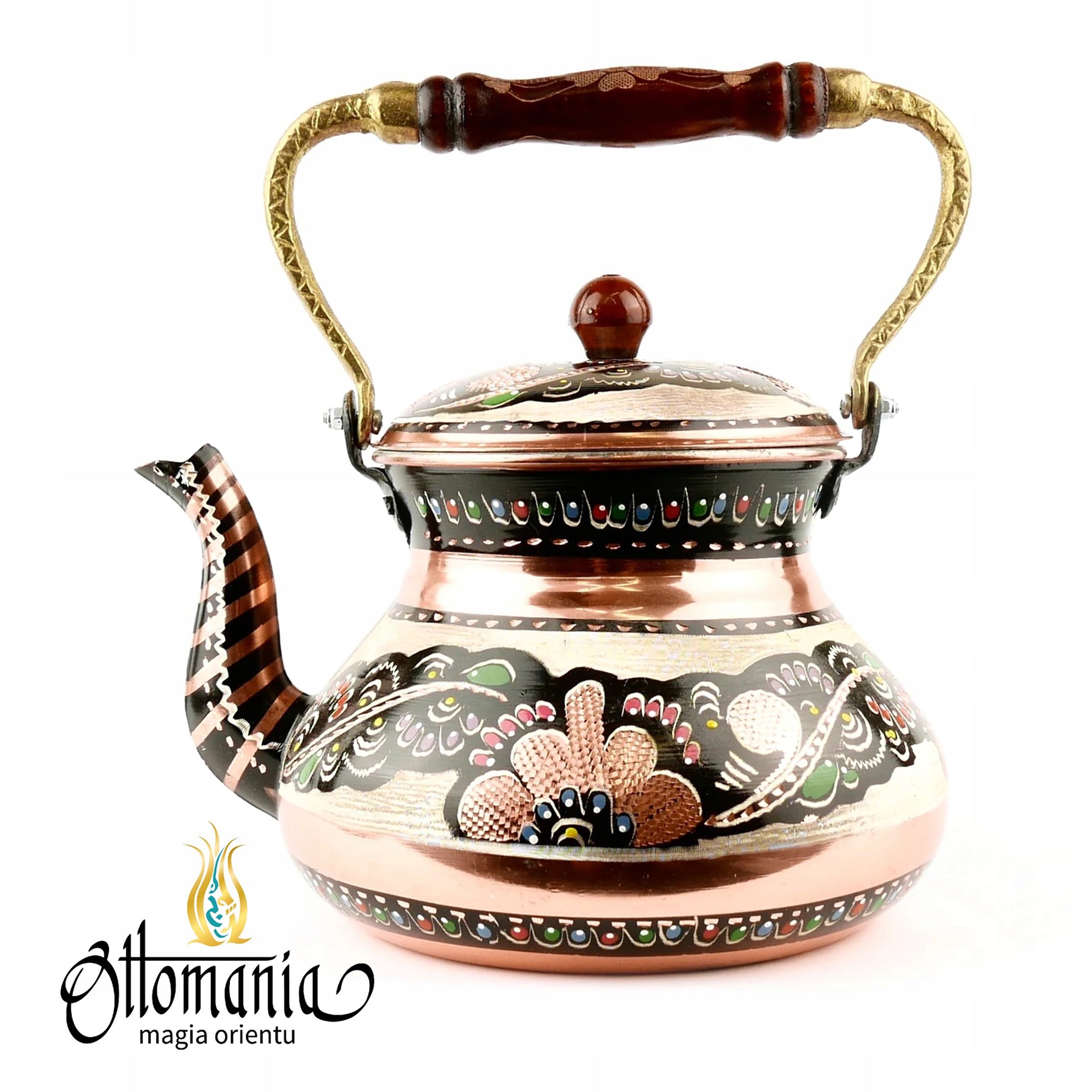 TURKISH COPPER KETTLE HAND DECORATED ELEGANT PREMIUM QUALITY BEAUTIFUL Brand Ottomania
