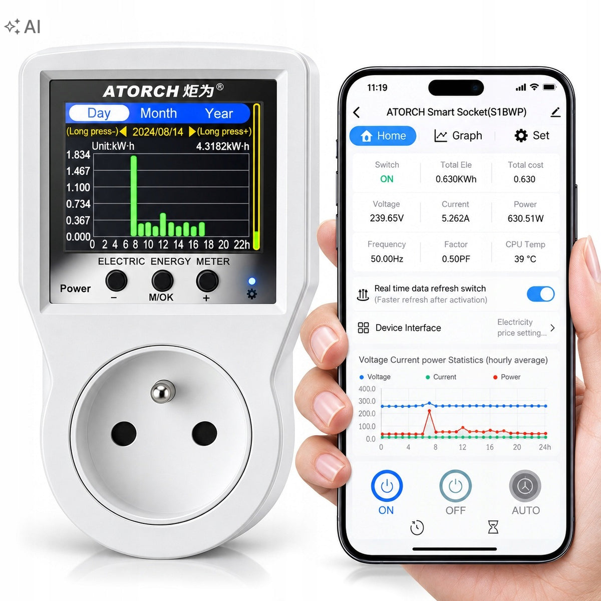 TUYA 16A 3680W WiFi POWER CONSUMPTION METER WATT METER TYPE E