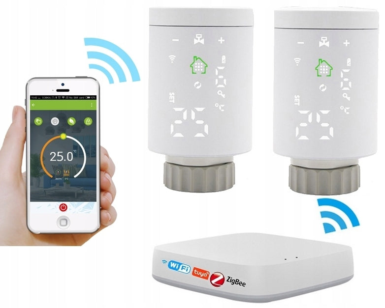 TUYA ZigBee SET OF 2 x THERMOSTAT HEAD + WIFI CONTROL PANEL BATTERIES Brand no brand