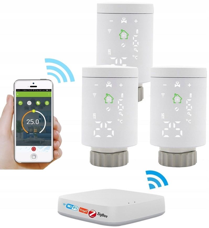 TUYA ZigBee SET OF 3 x THERMOSTAT HEAD + WIFI CONTROL PANEL BATTERIES Brand no brand