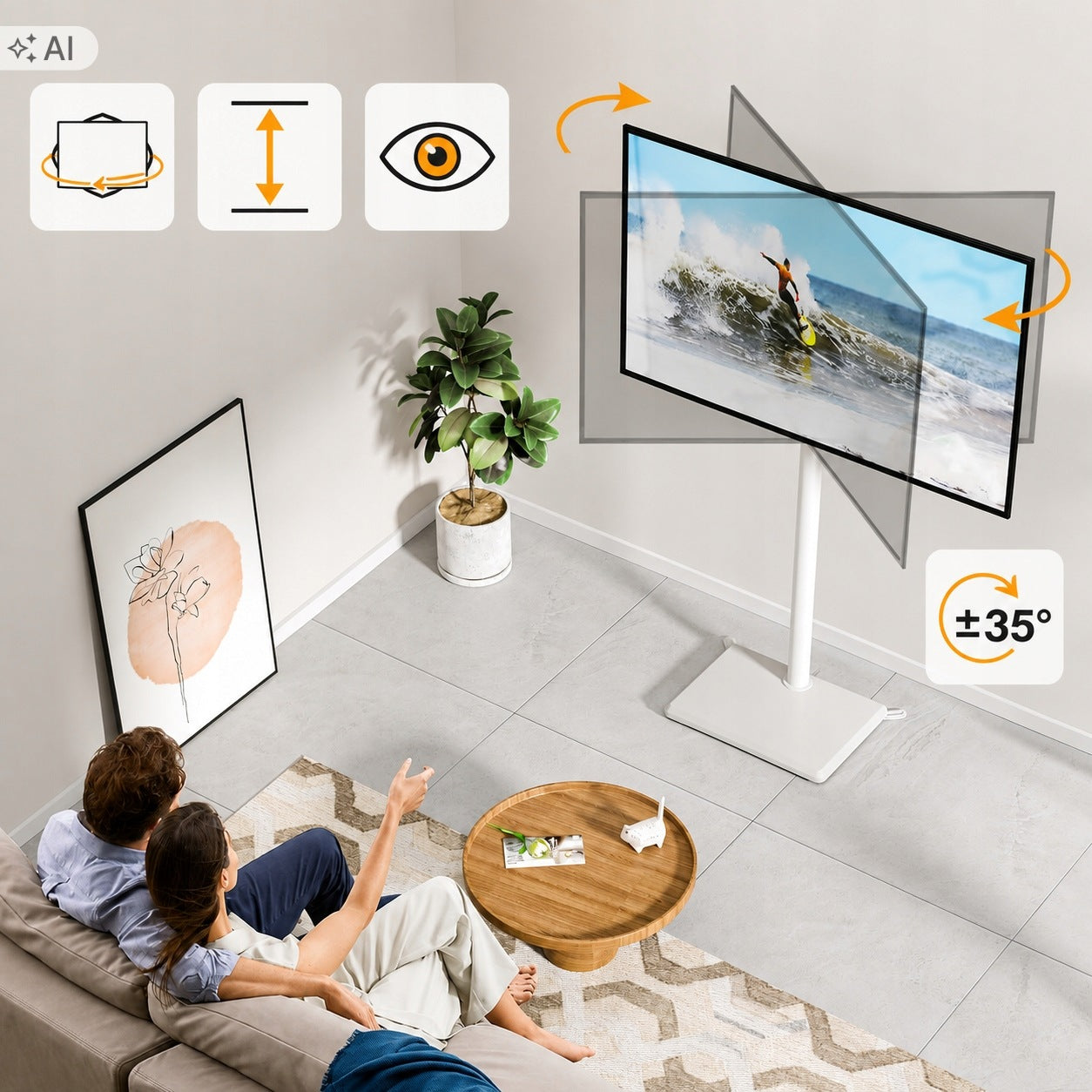 TV Floor Stand 32 - 60" TVON VESA 400x400 Rotating 40 kg Brand no brand