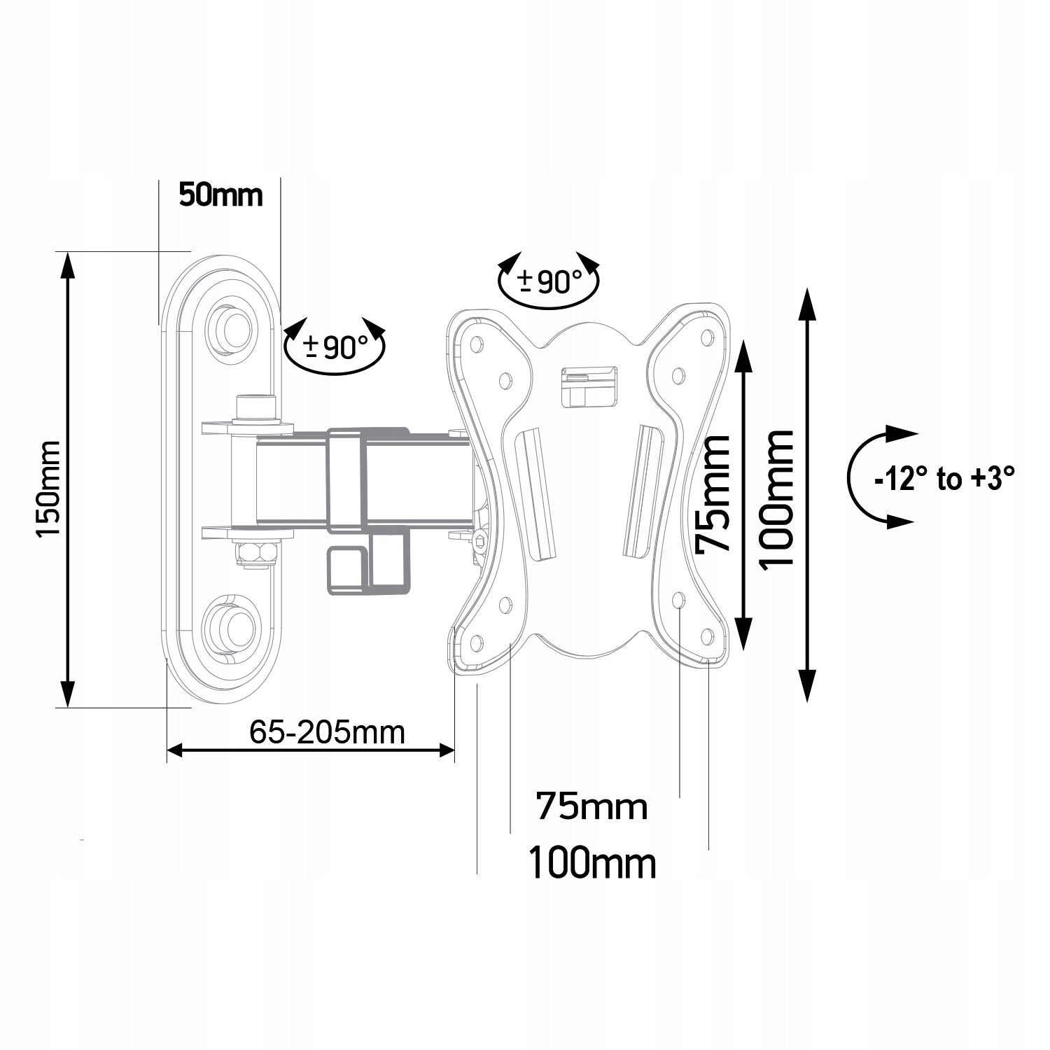 TV Mount 13"-32" CALI TV Monitor VESA Rotary Wall Hanger Manufacturer code MC-416