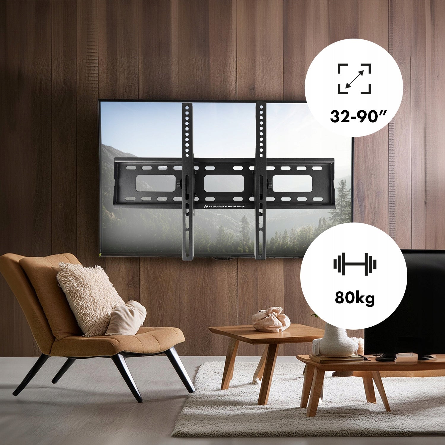 TV Mount 32"-90" INCH Wall Mount TV Hanger Strong at 80kg Manufacturer code 32"-90" CALI