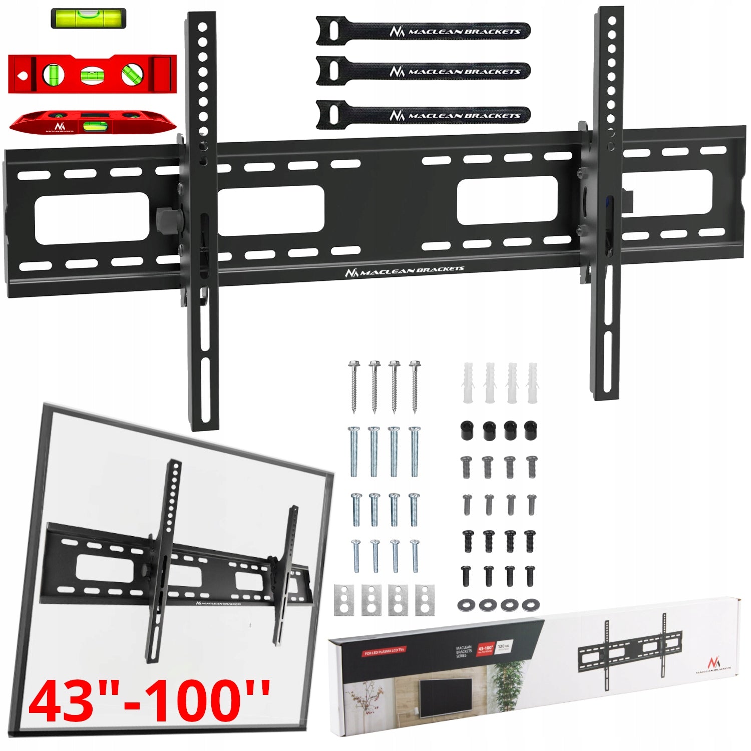 TV Mount 43"-100'' CALI Wall Mount TV Hanger Tilting Strong 120kg