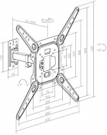 TV Mount Getfort LED LCD 23 65 Inch Modern Wall Mount VESA 400x400 30kg Packaging status original