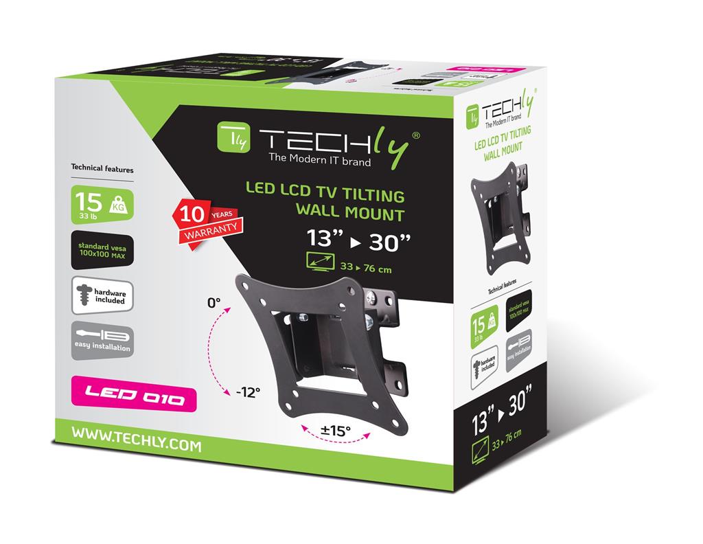 TV Mount Techly 13-30" max15kg tilting black VESA
