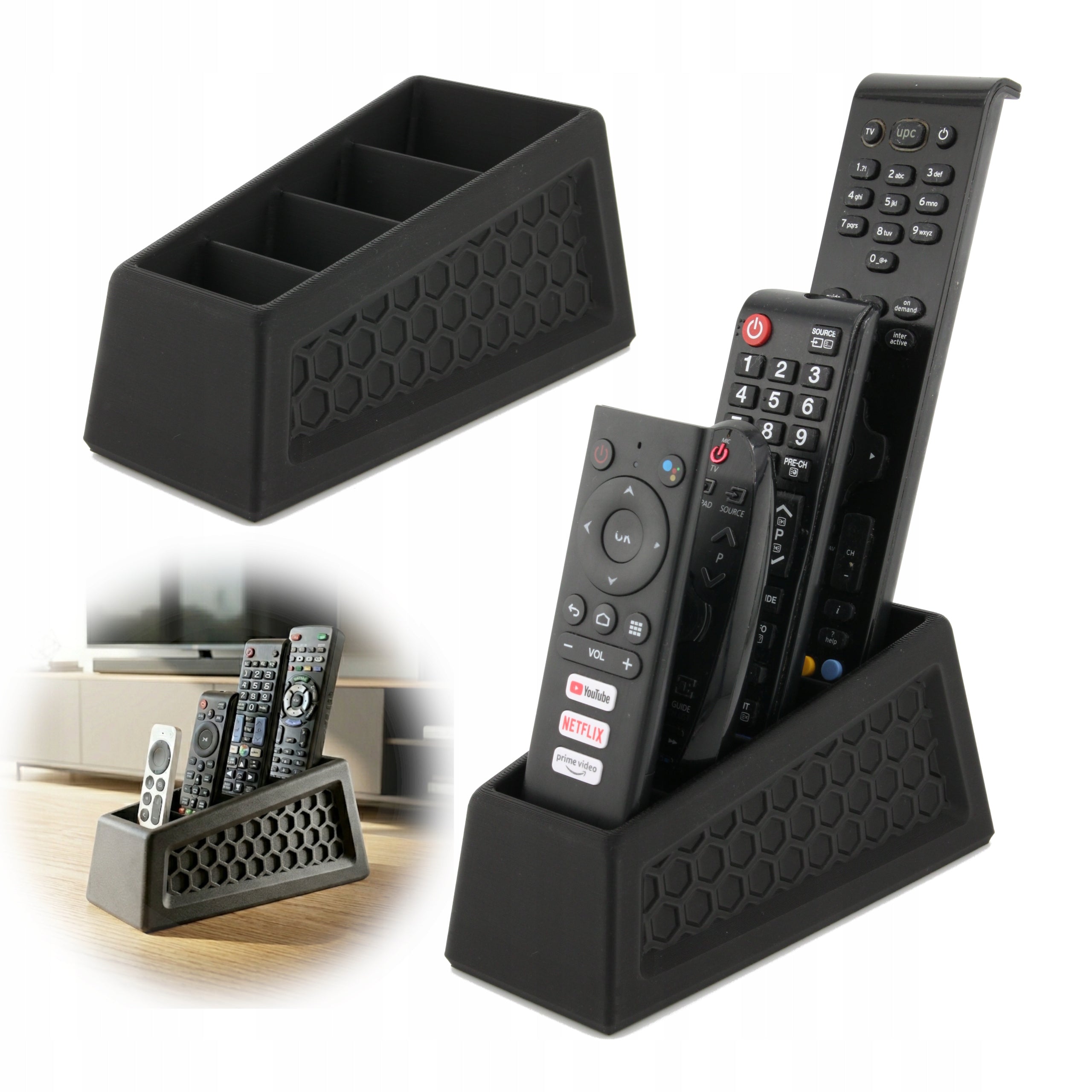 TV Remote Control Organizer Stand 4 Pcs Universal Samsung LG Apple Sony