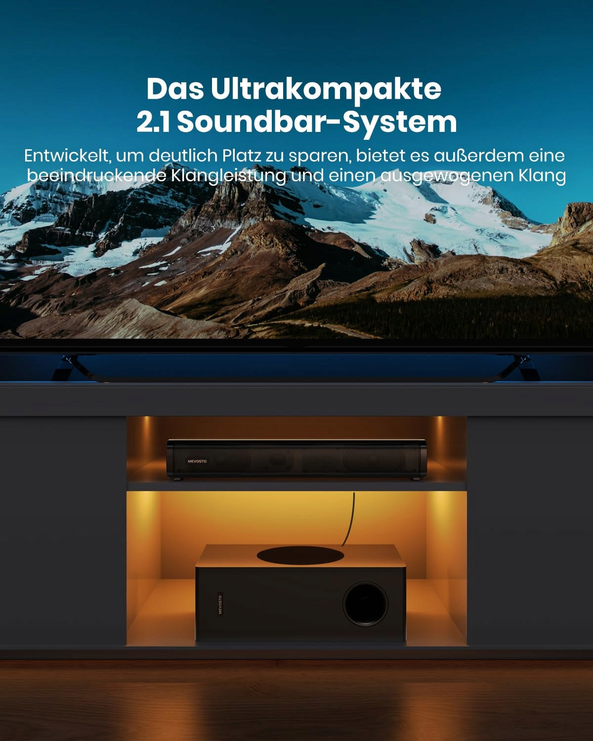 TV Soundbar with Subwoofer 2.1 CH MEVOSTO D37 Bluetooth 5.3 HDMI ARC USB Manufacturer code Soundbar TV z Subwooferem 2.1 CH MEVOSTO D37