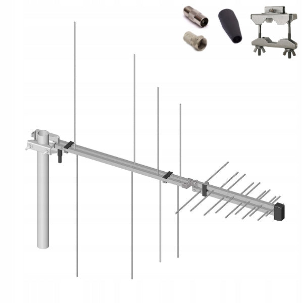 TV antenna UHF VHF logarithmic H/V DVB-T2 Combo 9dBi MUX-8 Dipol