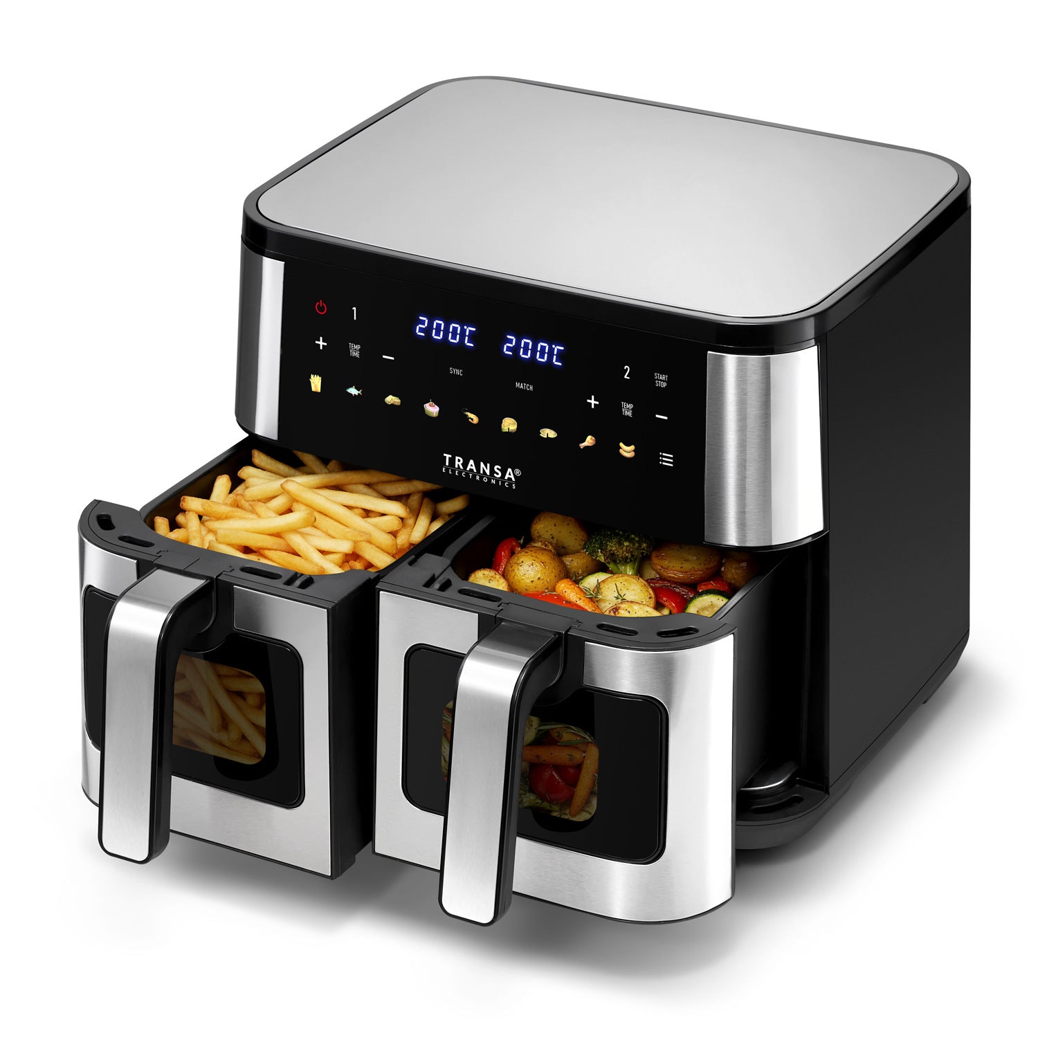 TWO CHAMBER FAT FREE AIR FRYER 9 PROGRAMS LED 9L 2800W Packaging status original