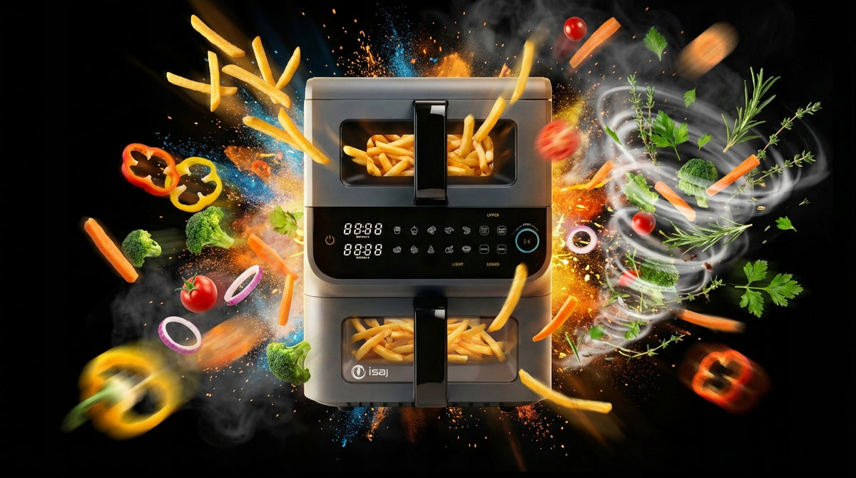 TWO-CHAMBER NON-FAT AIR FRYER 6.5L + 3.5L 2500W 10 PROGRAMS AR3 Manufacturer code 3027