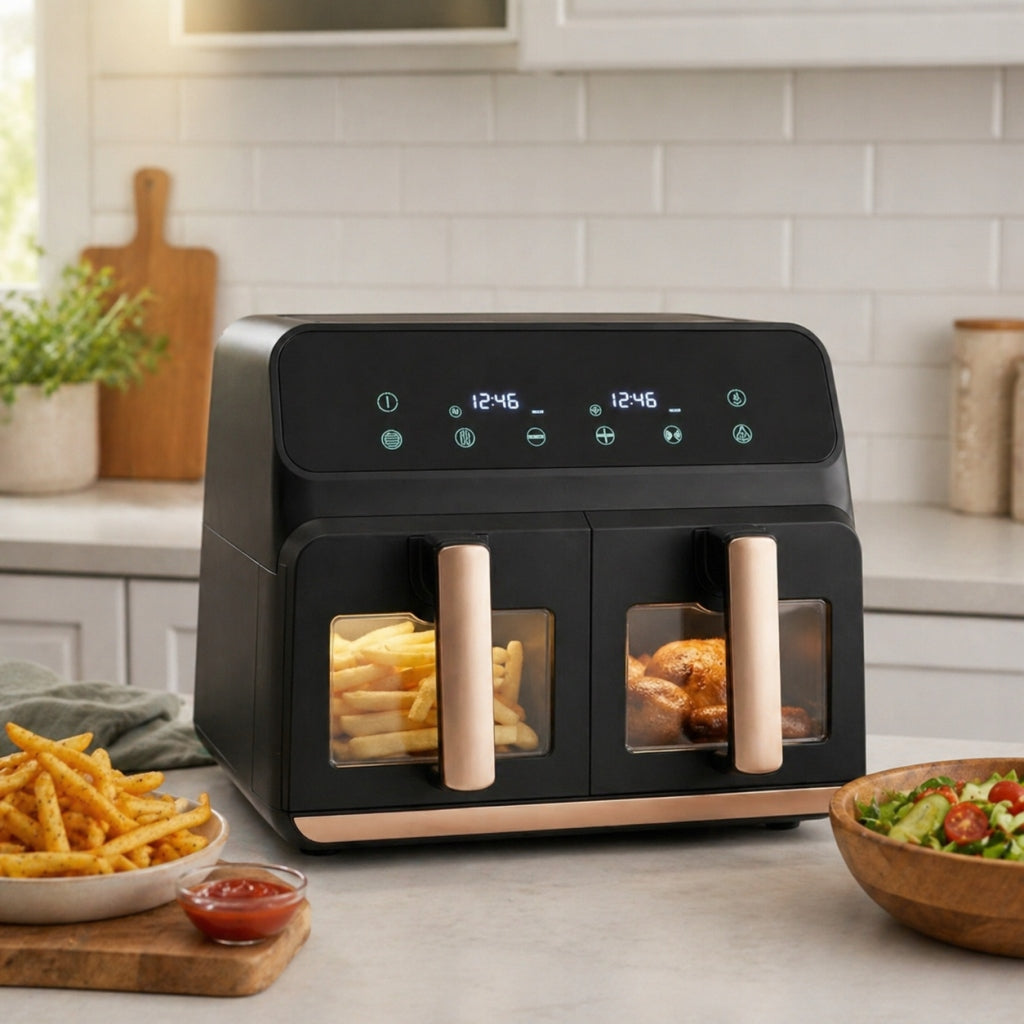 TWO-CHAMBER NON-FAT AIR FRYER AIRDWELLER AIR FRYER 2400W 9L BLACK Manufacturer code ADTJF3