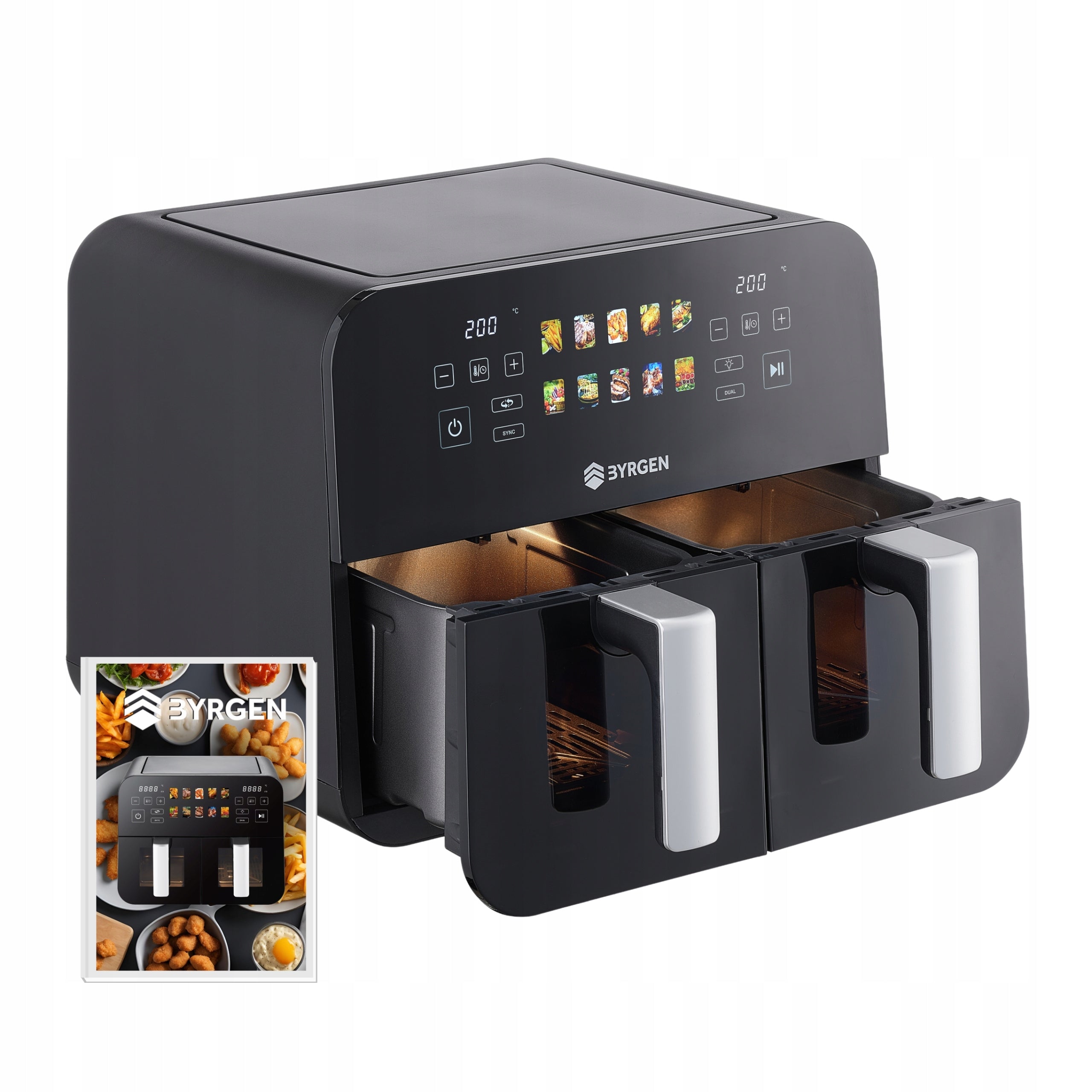 TWO-CHAMBER NON-FAT AIR FRYER BYRGEN AIR FRYER 9L 2400W DRYING