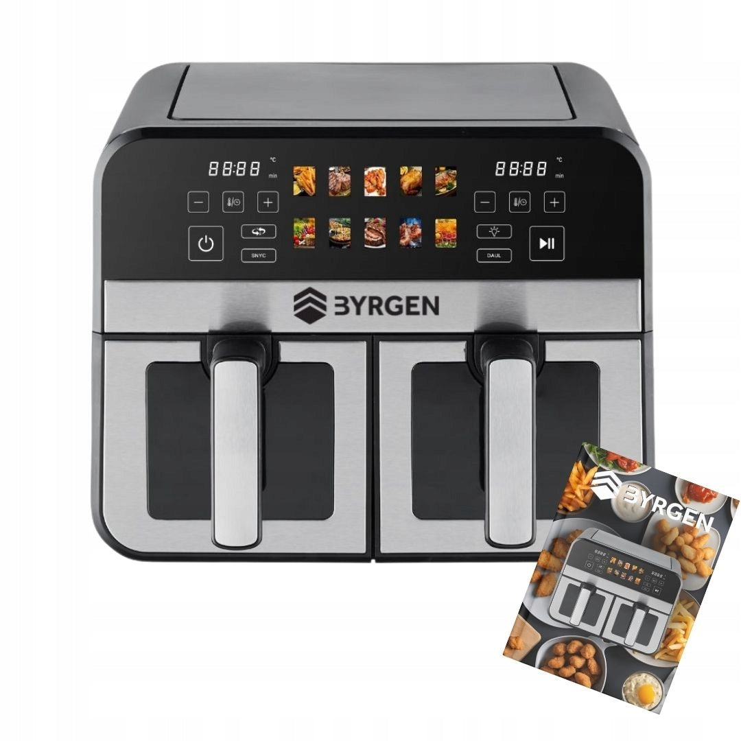 TWO-CHAMBER NON-FAT AIR FRYER LCD BYRGEN AIR FRYER 9L 2400W Dominant color black