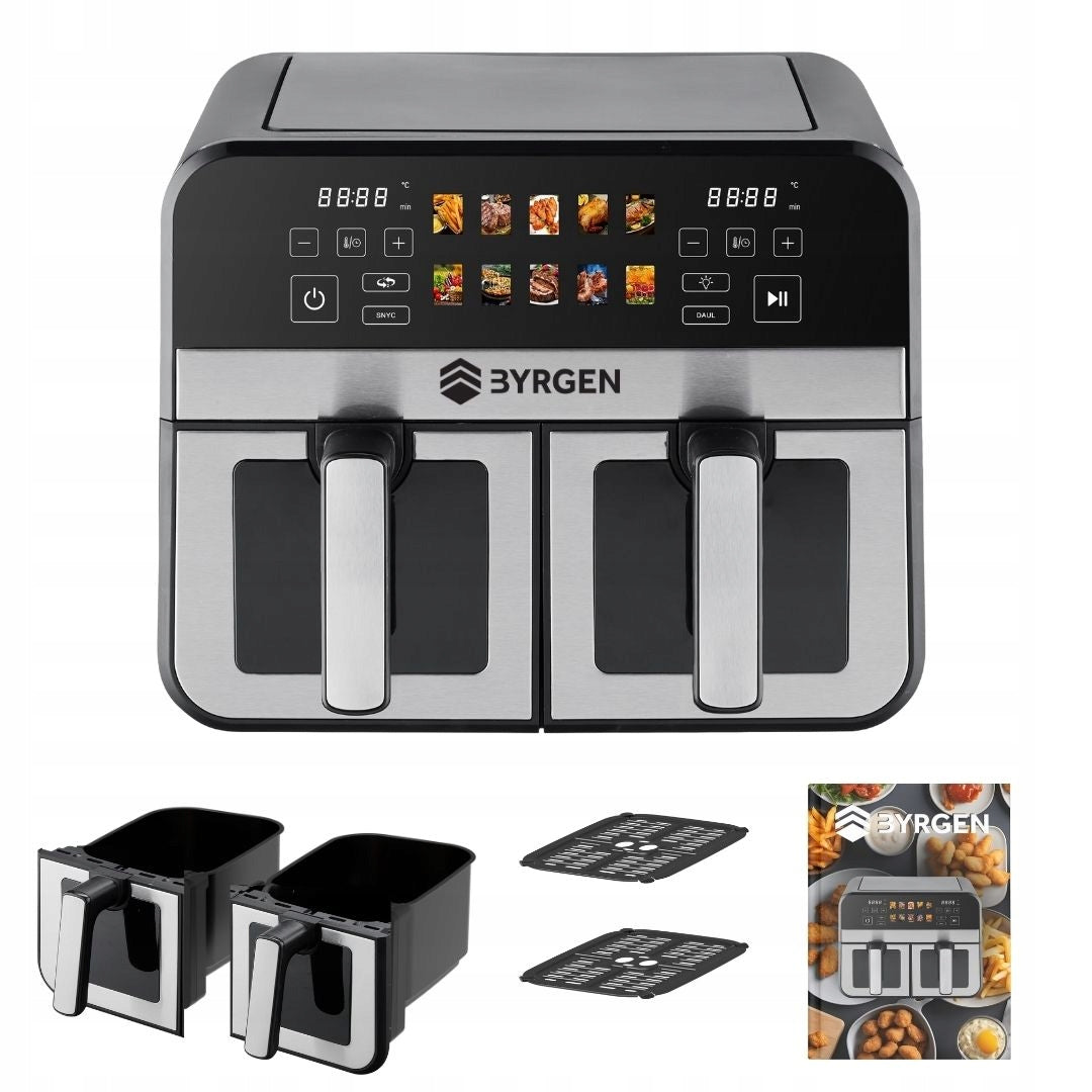 TWO-CHAMBER NON-FAT AIR FRYER LCD BYRGEN AIR FRYER 9L 2400W Packaging status original