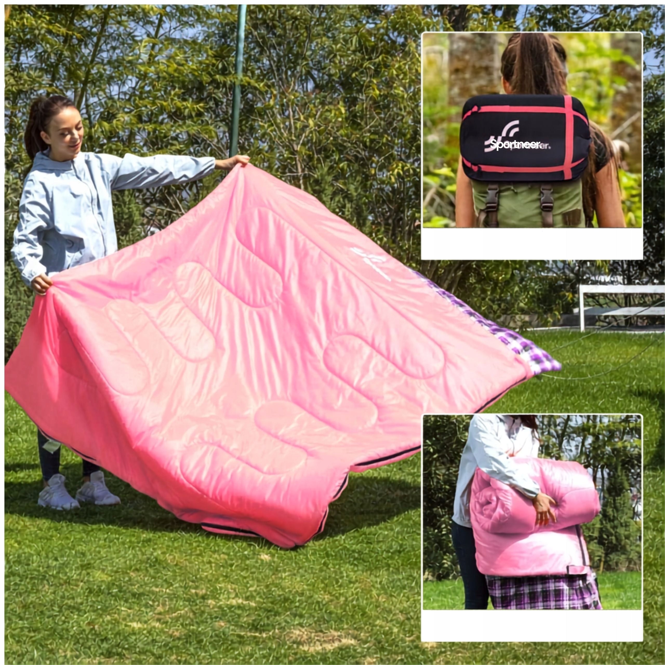 TWO-PERSON HIKING SLEEPING BAG FOR TWO PEOPLE WARM LARGE DOUBLE COVER Brand Sportneer