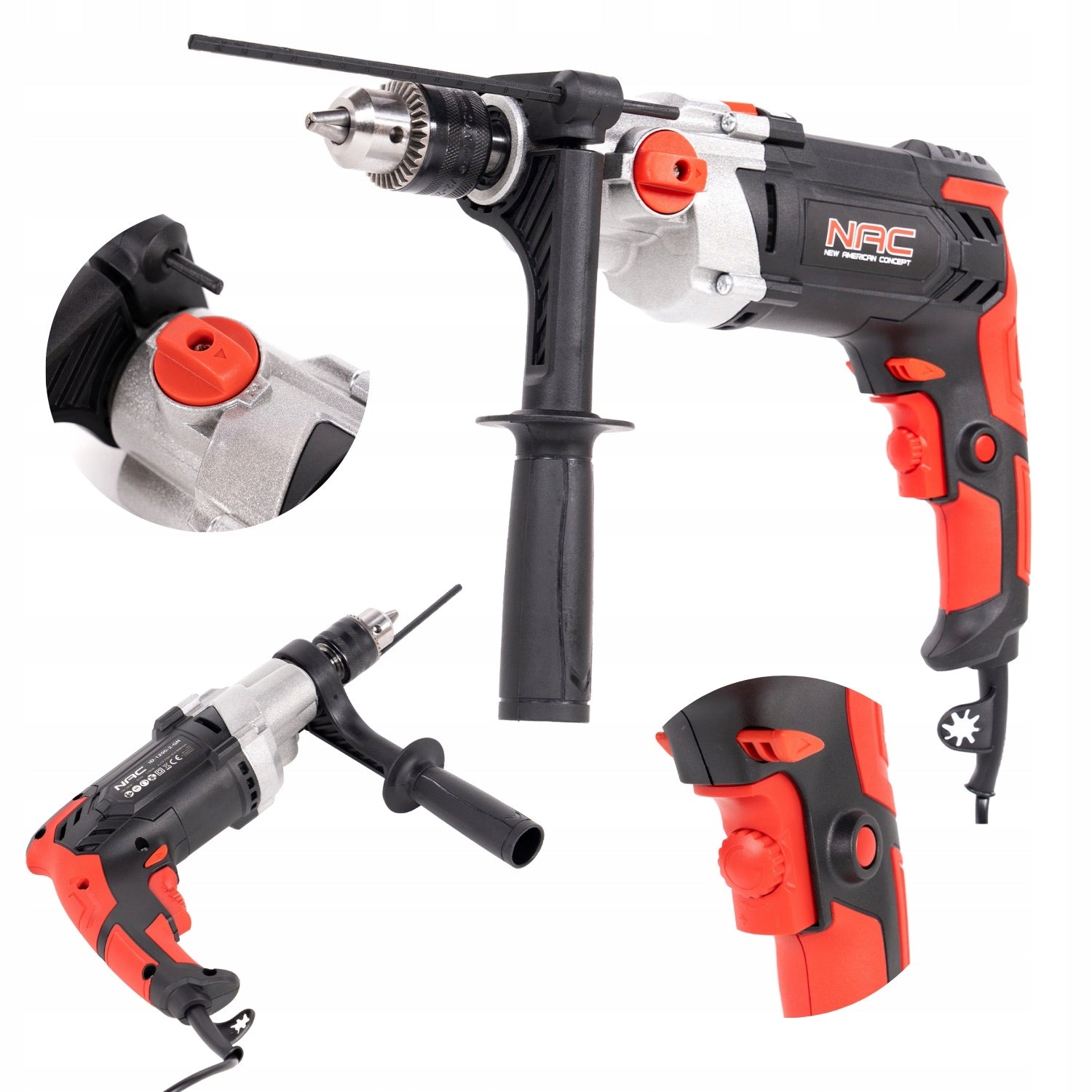TWO-SPEED IMPACT DRILL NAC 1200W CONCRETE WOOD HAMMER DRILL