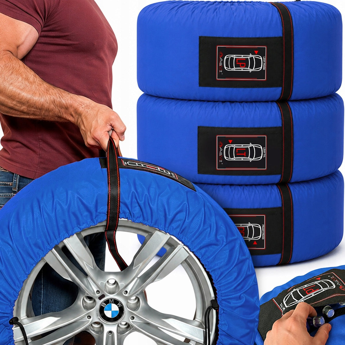 TYRE WHEEL COVERS RIMS 17-20 INCHES SET 4PCS CASE STRONG HANDLE STRAP