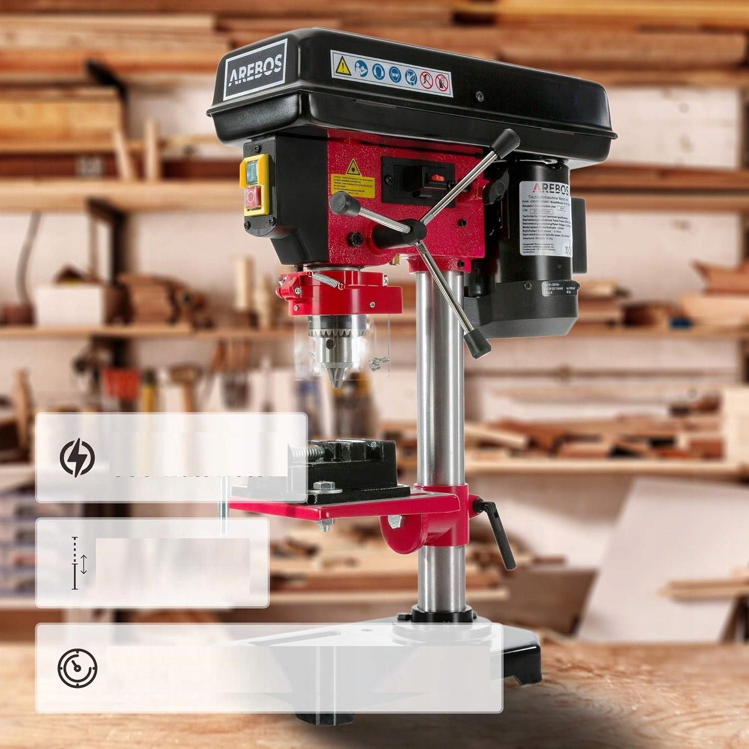 Table Drilling Machine 500 W | Column Drilling Machine with Laser and Vice (R19) Brand Arebos