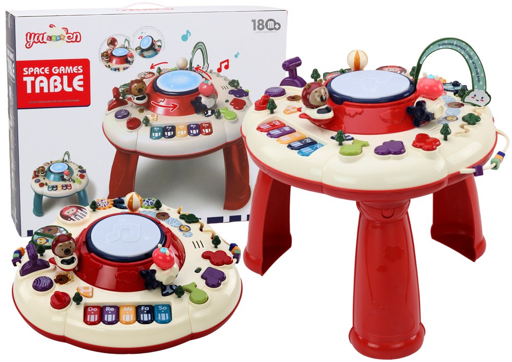 Table Educational Panel Interactive Piano Drum Red