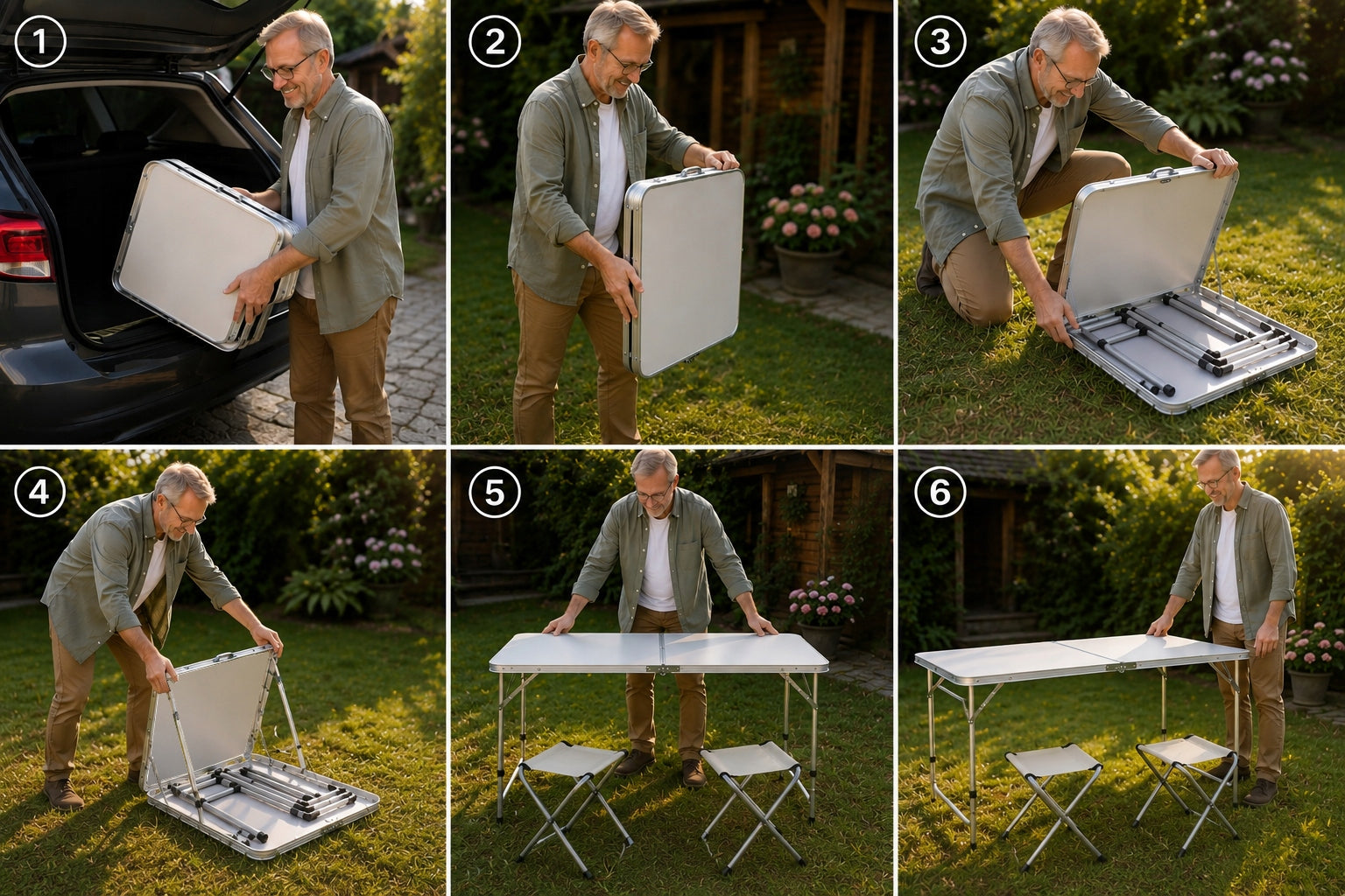 Table Tourist Table Folding Camping + 4 Folding Chairs 120x60cm Manufacturer code ST120+