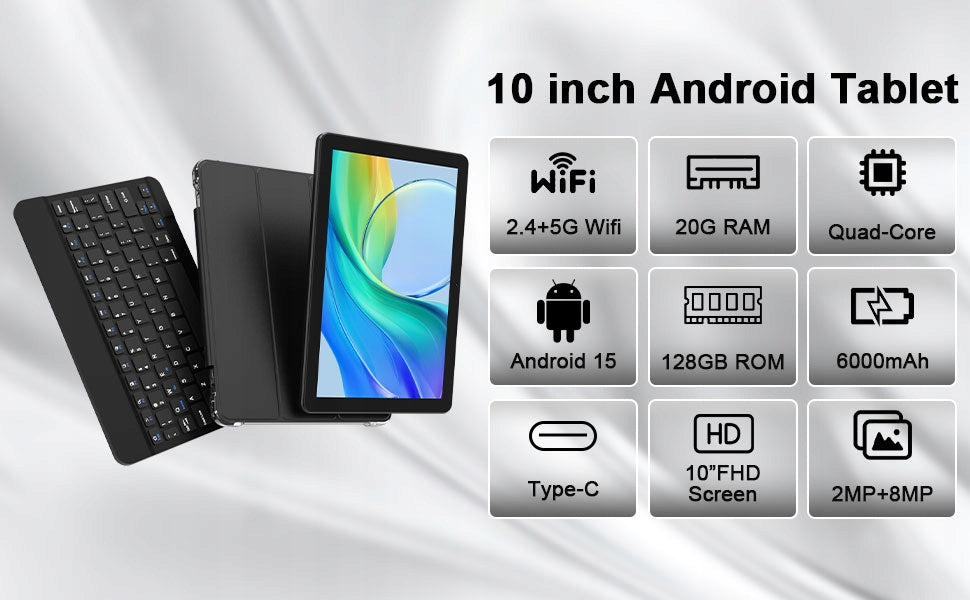 Tablet 10.1" Android 16 IPS 4GB/128GB + keyboard mouse case stylus Valiron Charger included yes