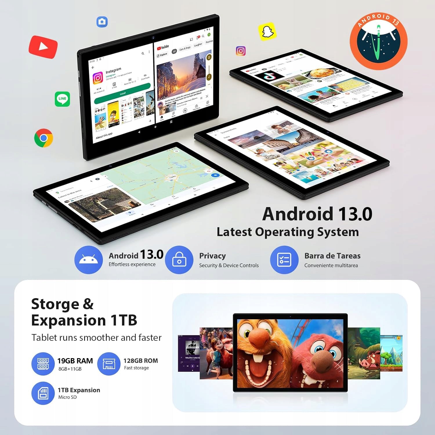 Tablet 10.1" Octa-Core 19GB+128GB Android 13.0 5G Wifi 8000mAh 1280*800 Brand no brand