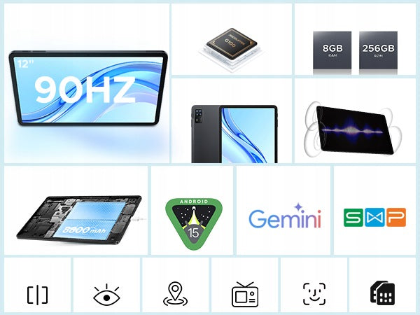 Tablet DOOGEE TABE3+ 12"32GB+256GB 8800mAh OTG/black/WIFI/Gemini AI Manufacturer code TABE3+-BLACK