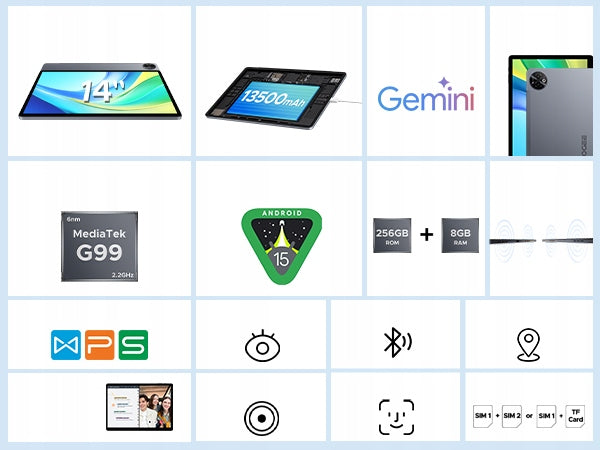 Tablet DOOGEE Tab E3 MAX 14" IPS FHD+13500mAh 32GB+256GB Android 15 4G LTE Brand DOOGEE
