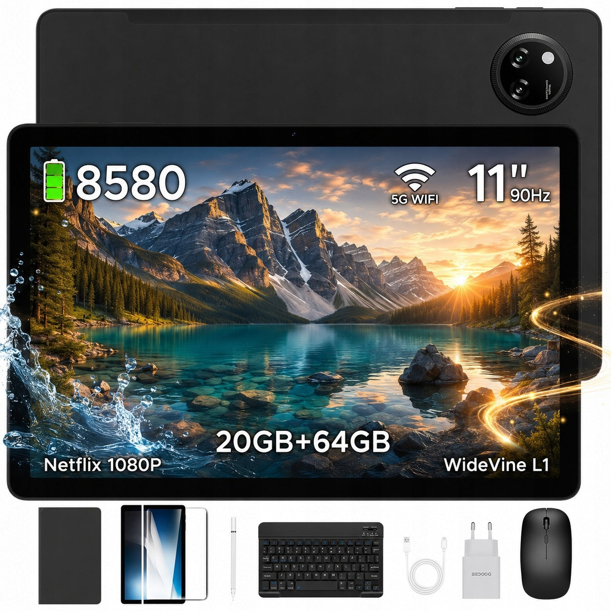 Tablet DOOGEE TabA9+ 11“ Android 20+64GB 8580mAh 90Hz/WIFI/GPS/OTG/ZESTAW