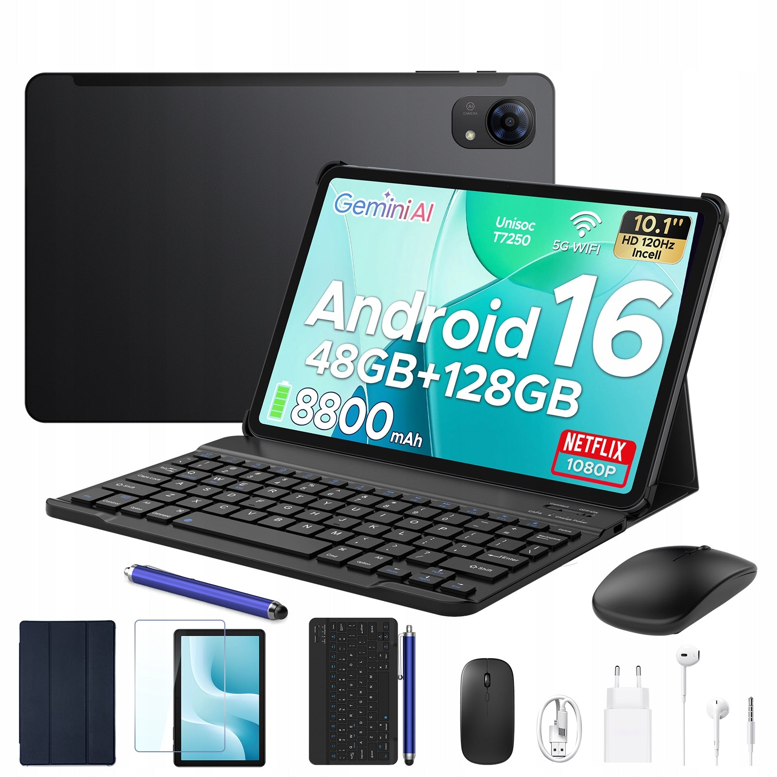 Tablet Pockam P10PRO 10.1 inches Android16 8/128GB 8800mAh 120Hz WiFi SET