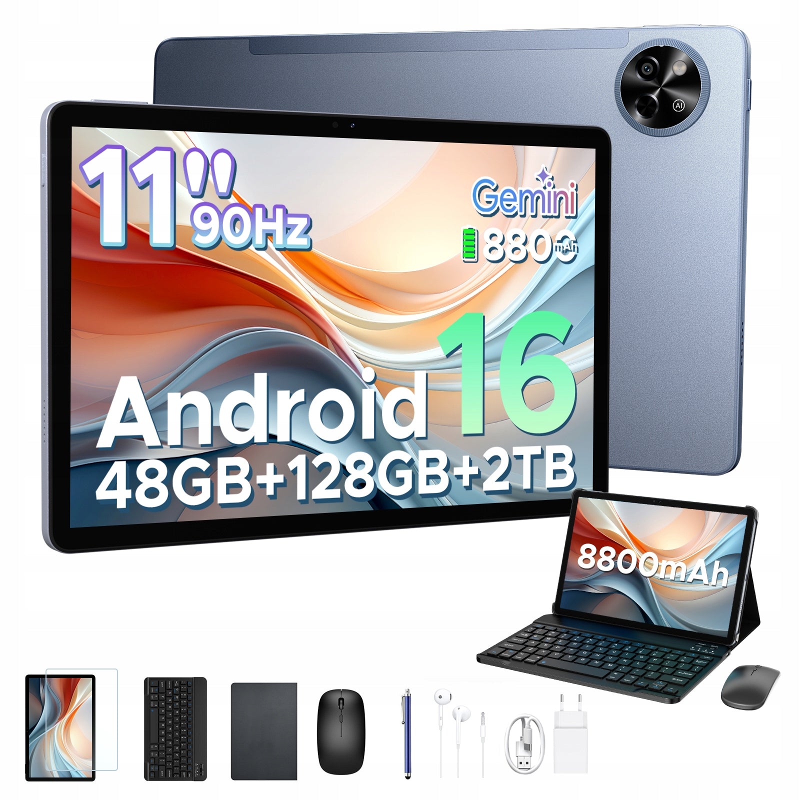 Tablet Pockam P11 11'' Android16 8/128GB 8800mAh 90Hz WiFi GPS SET