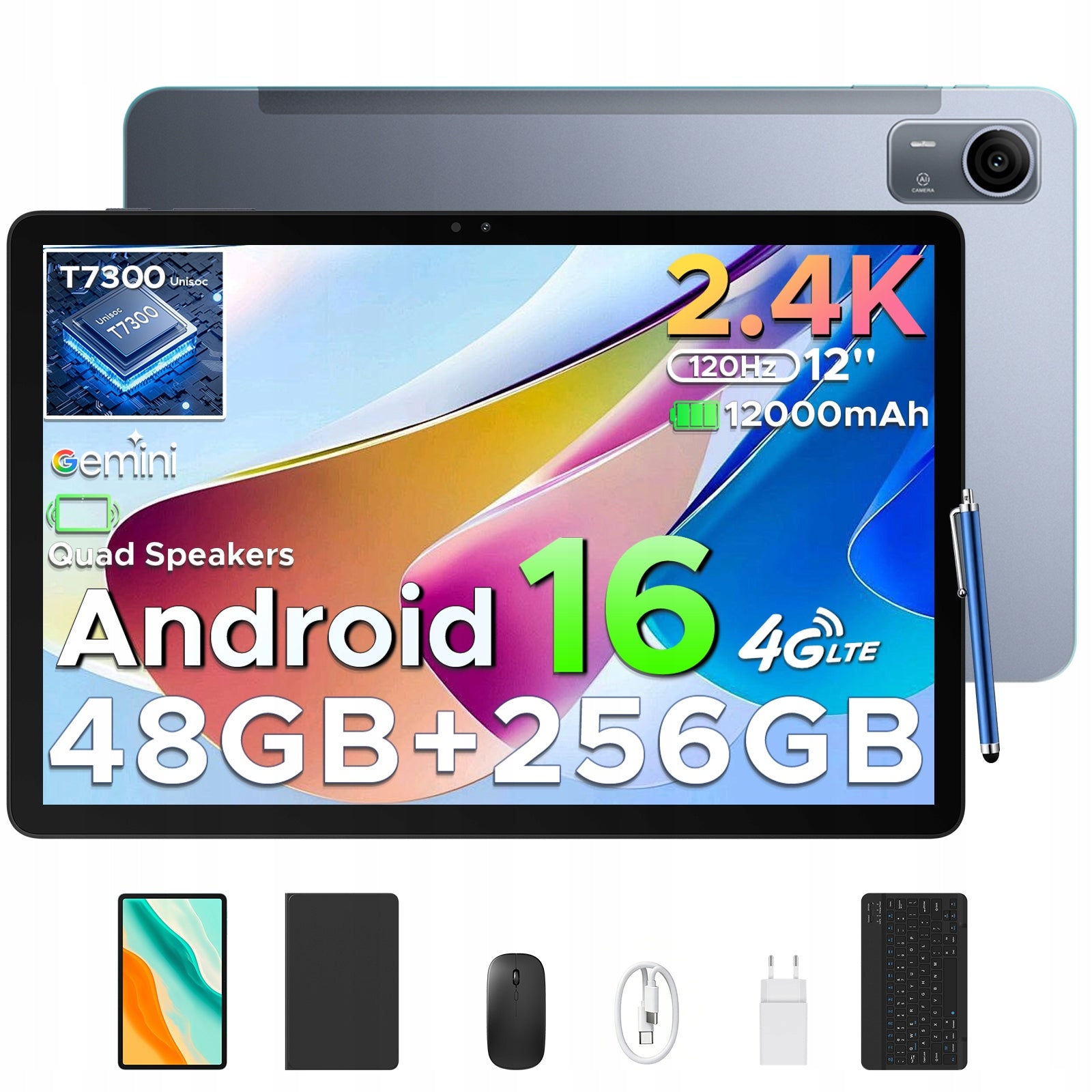 Tablet Pockam P12PRO 12" Android16 12/256GB 12000mAh 120Hz WiFi GPS 4G LTE