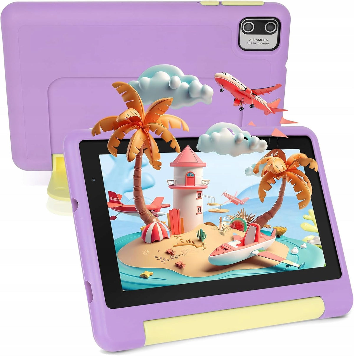 Tablet dla Dzieci 7 Cali Android 13 8GB + 64GB ROM WiFi BT Różowy Przypadek