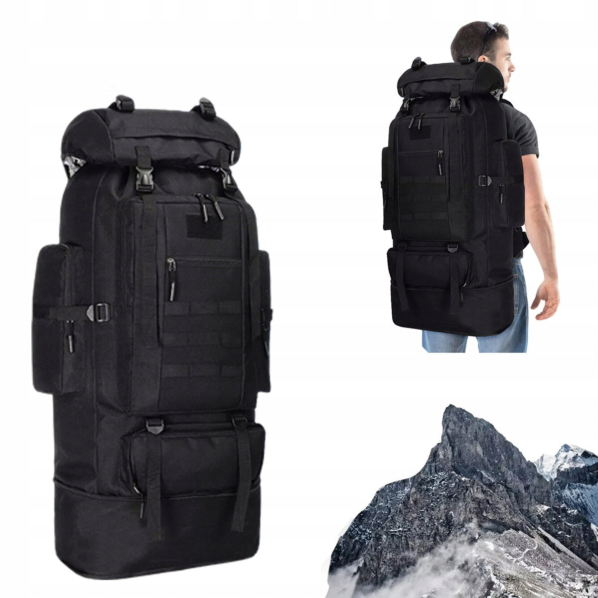 Tactical Backpack Waterproof Hiking Trekking Military Large 100 L