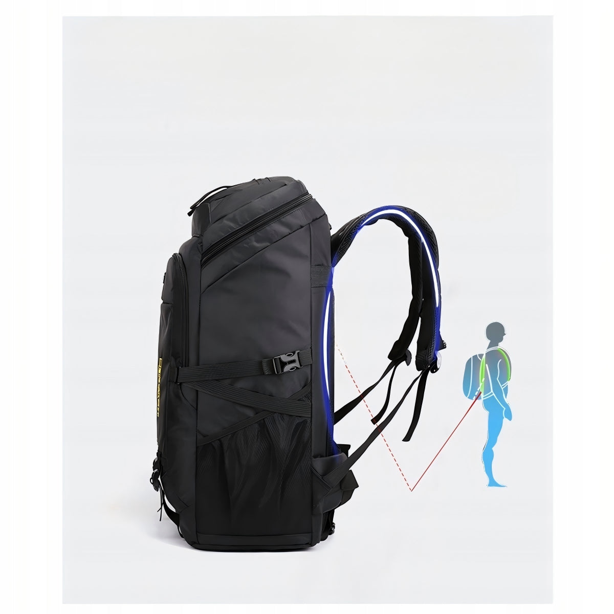 Tactical hiking backpack waterproof 60l Black