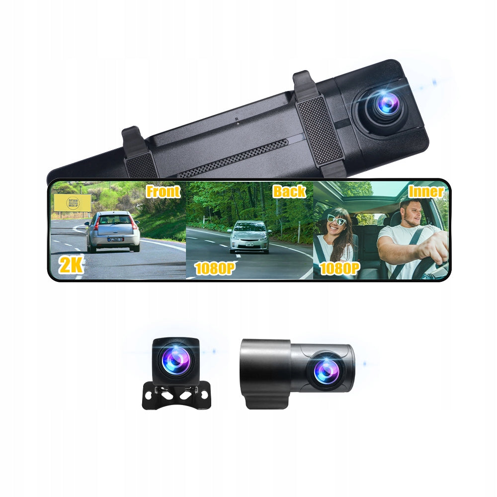 Taxi Recorder Bus QHD Three Cameras Mirror GPS Navigation Android Carplay Memory card included none