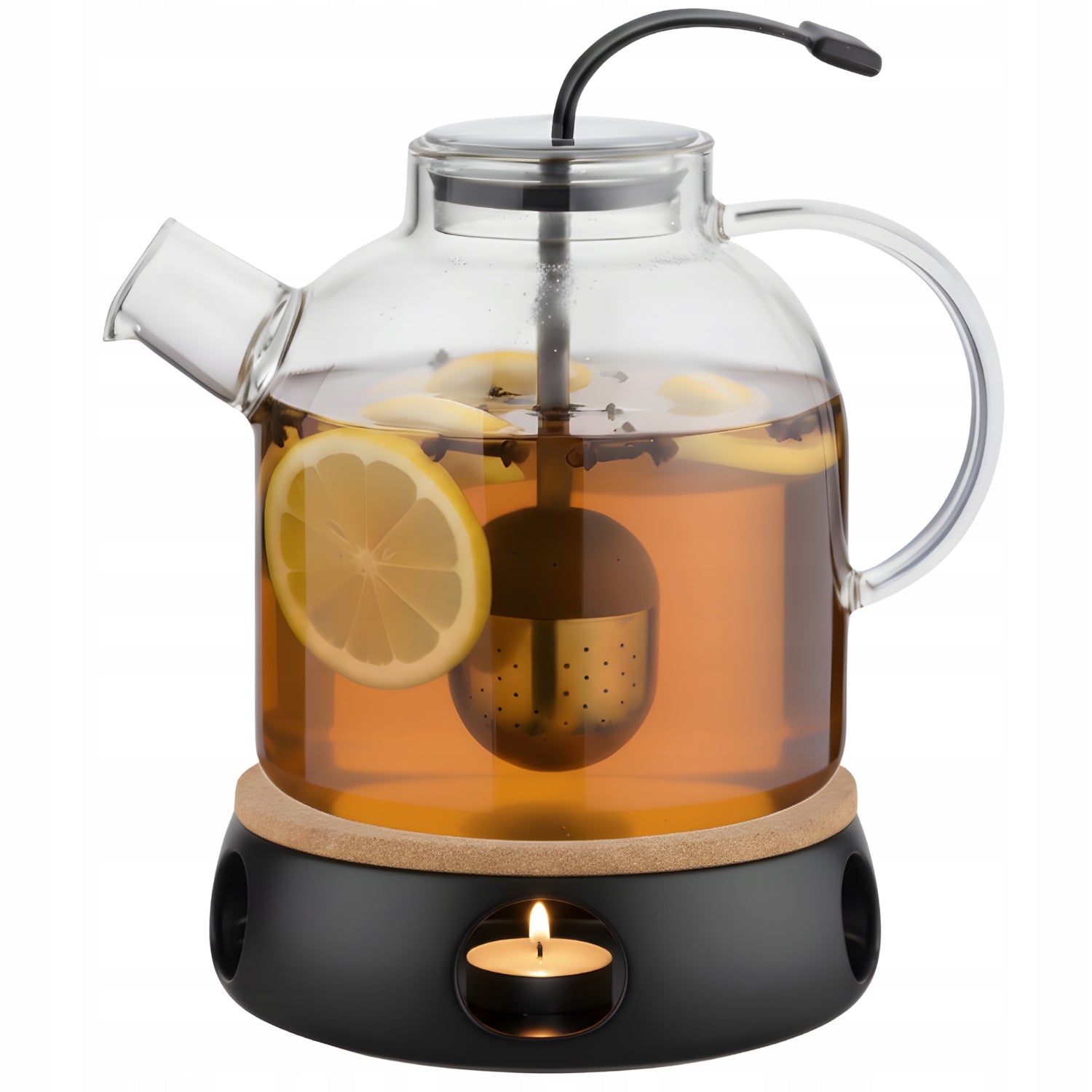 Tea Pot with Heater Ceramic Infuser 1,5L Black Florina