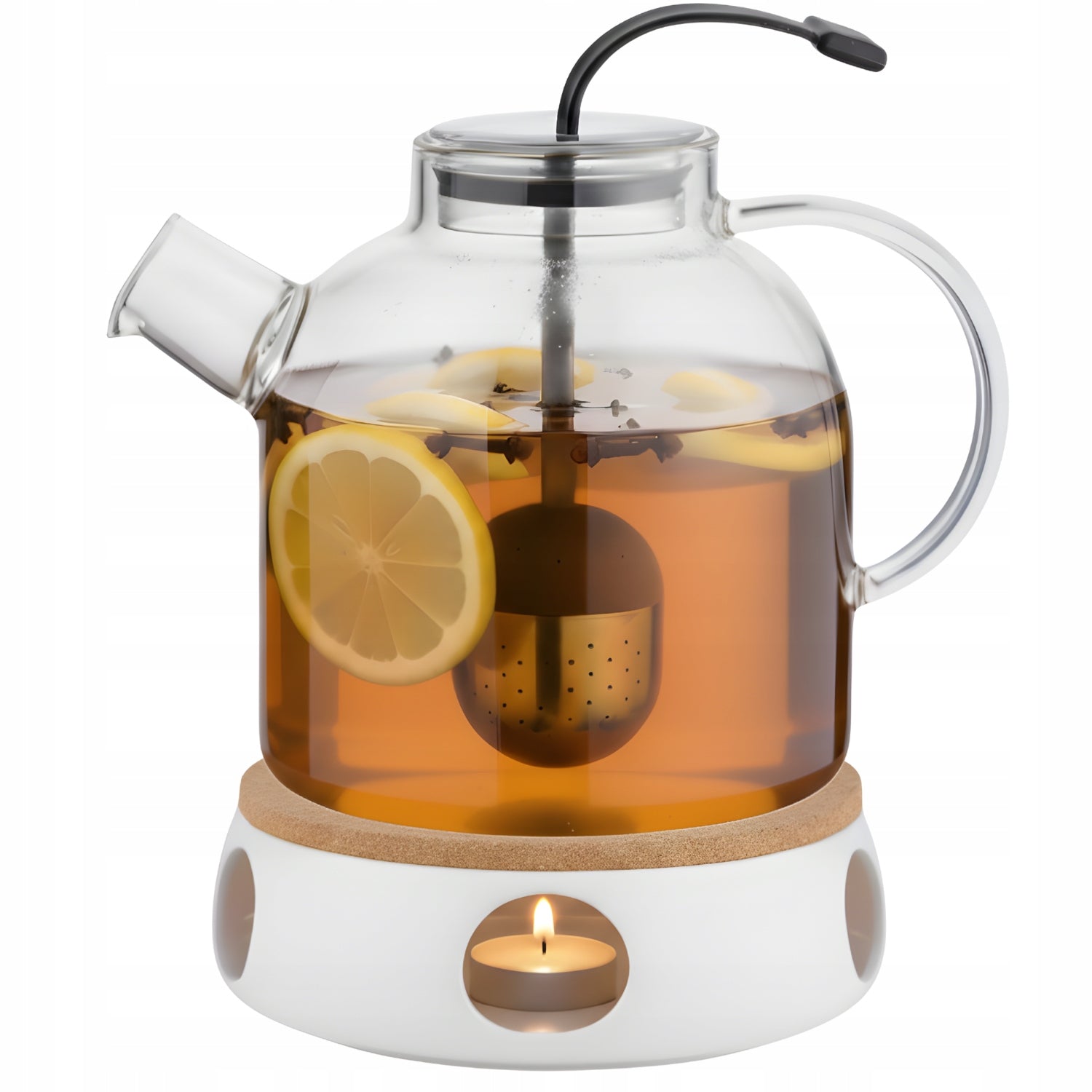 Tea Pot with Heater Ceramic Infuser 1,5L White Florina