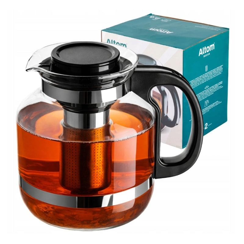 Tea pot LARGE with infuser 2,6 l glass with strainer Altom Design