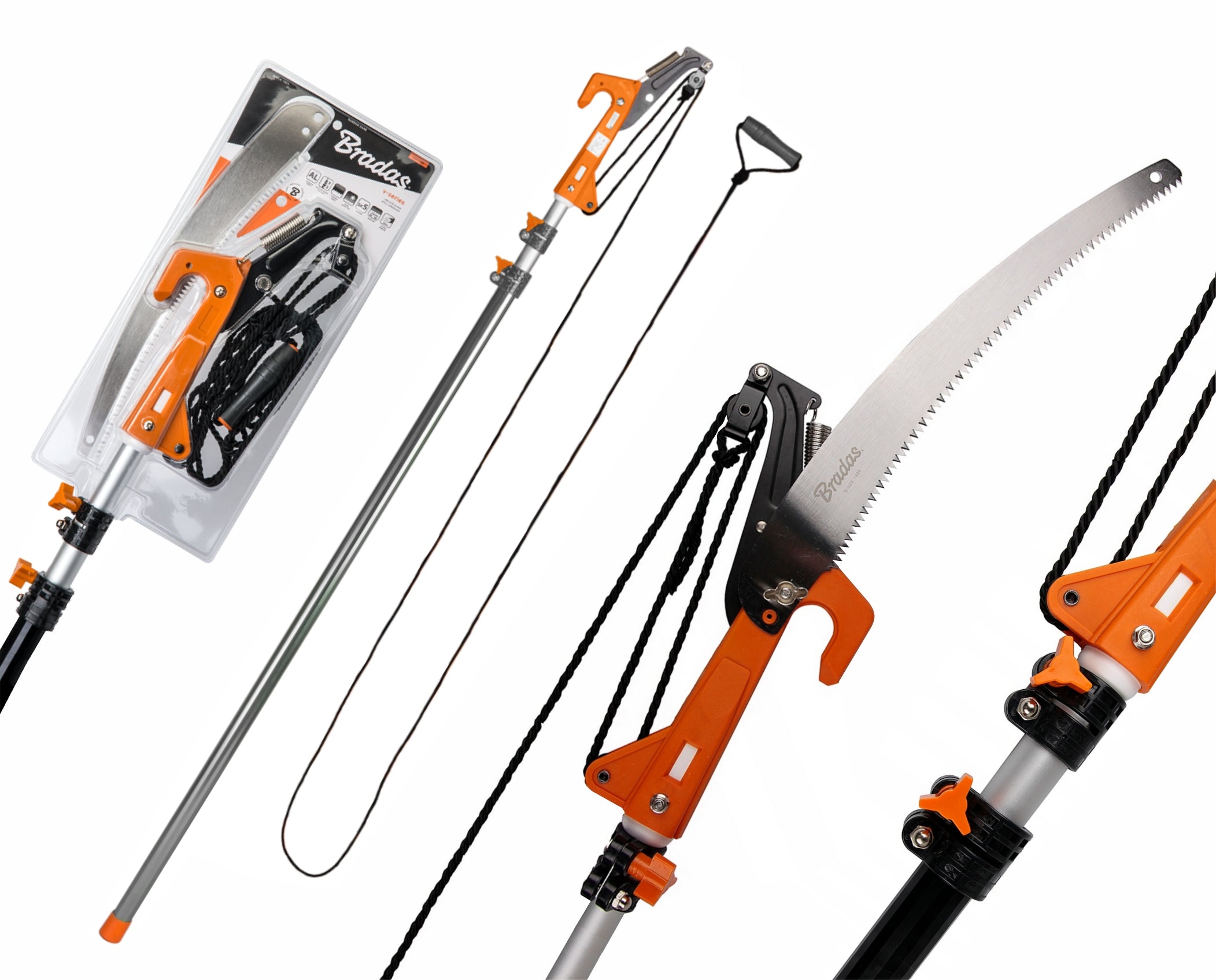 Telescopic Branch Cutting Boom Saw with Manual Pruner Hook