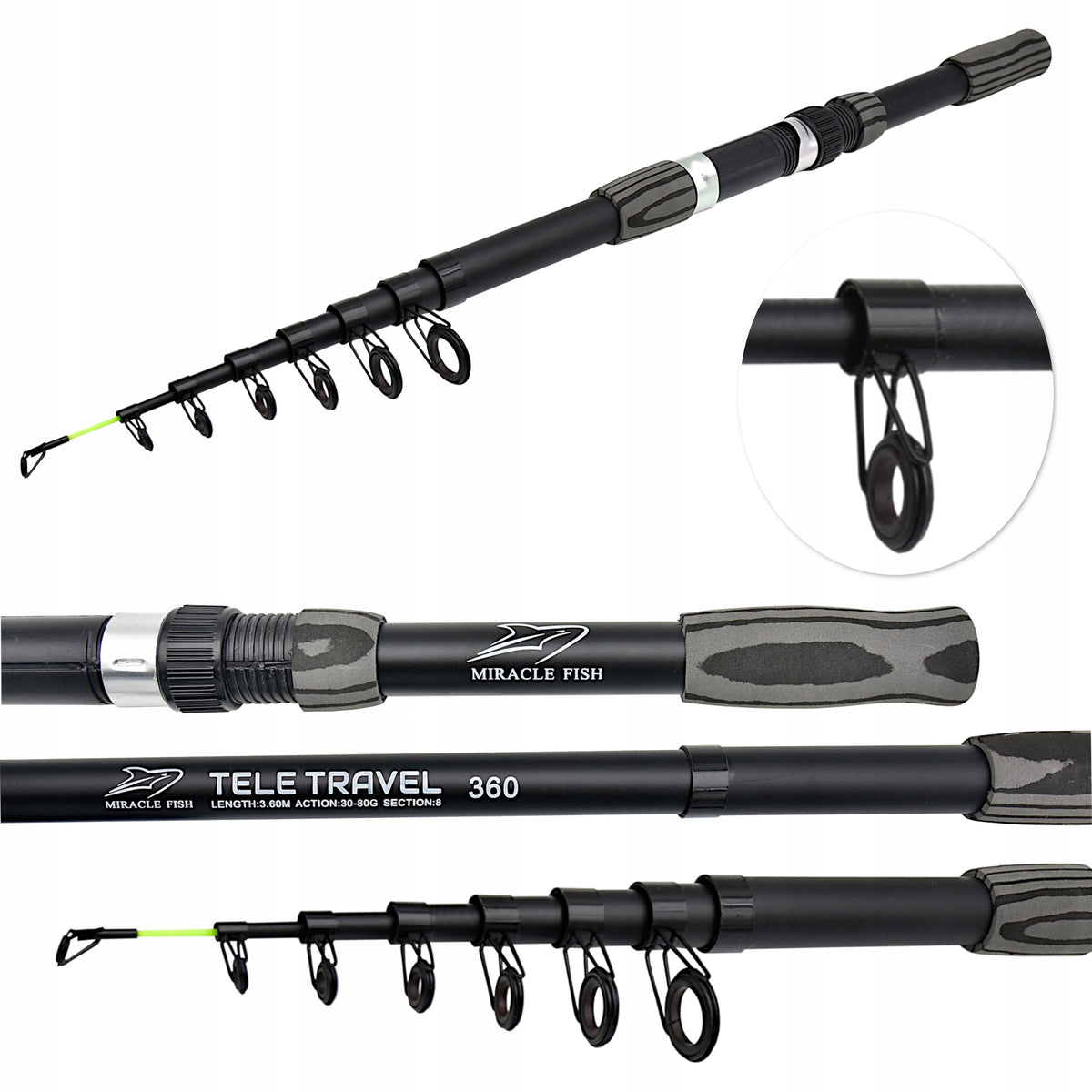 Telescopic Fishing Rod Miracle Fish TELESCOPE TRAVEL 360 cm Discharge: 30-80g 3,6m