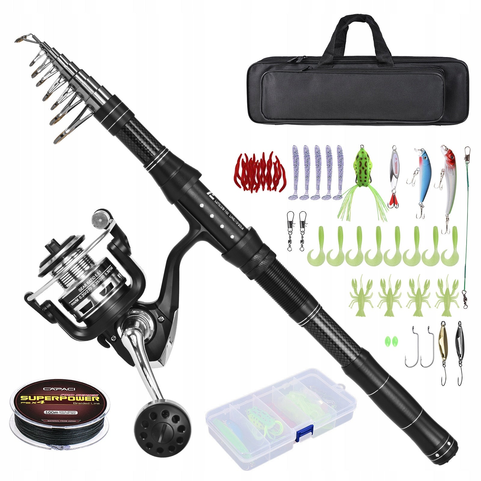 Telescopic Fishing Rod & Reel Set LOKEEVAN RG270 2.7m/42.5cm collapsed