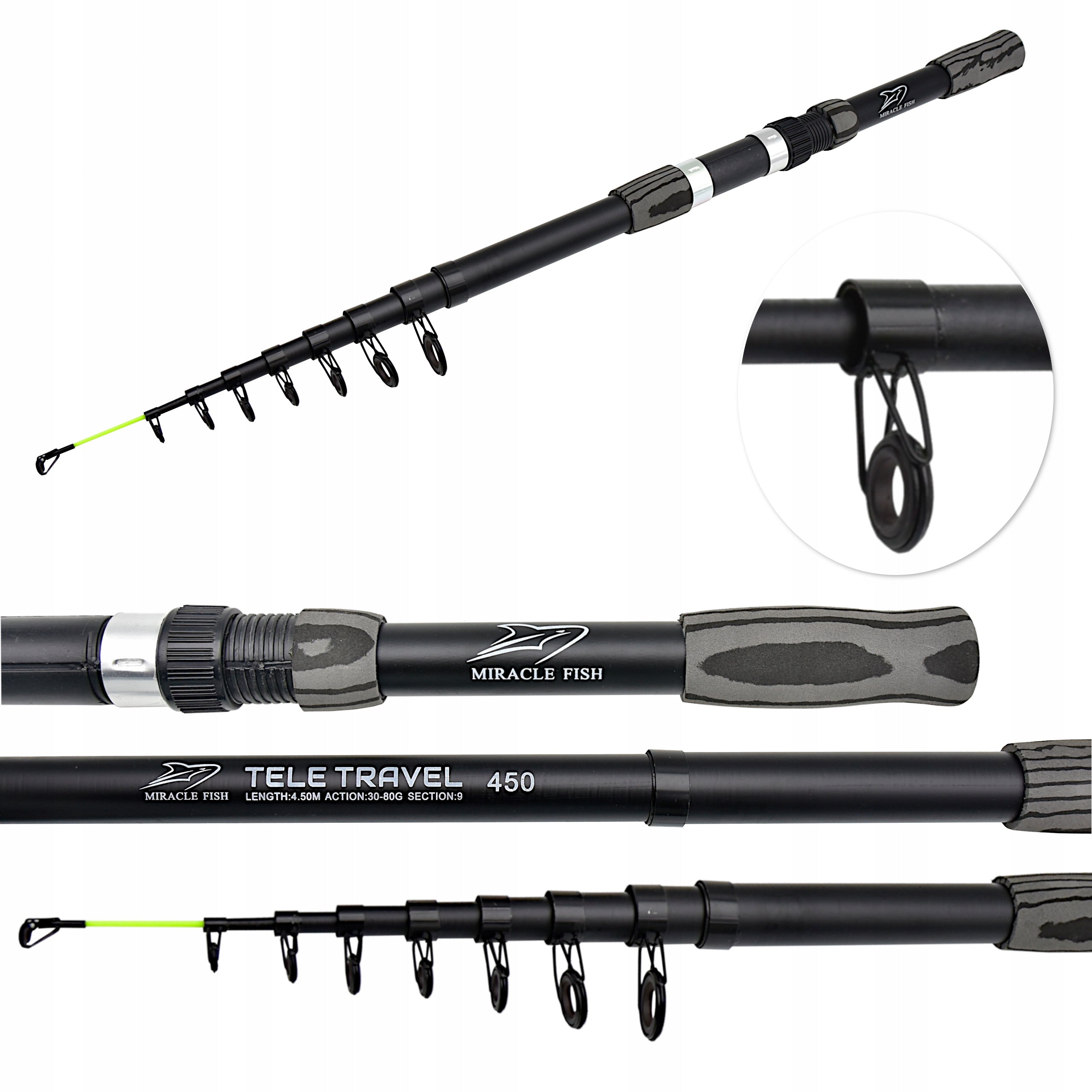 Telescopic fishing rod Miracle Fish TELESCOPE TRAVEL 450 cm WT: 30-80g 4,5 m